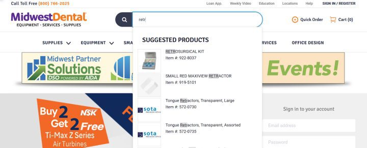 search autocomplete for b2b ecommerce