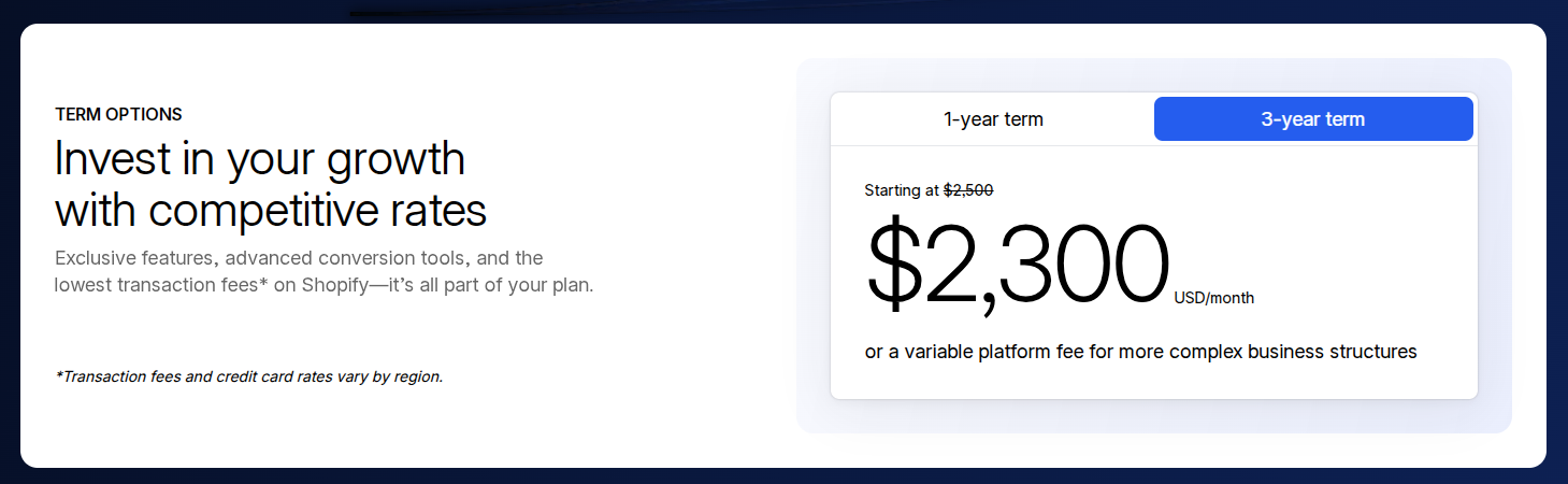 shopify pricing