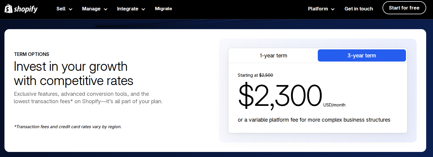 Shopify Pricing