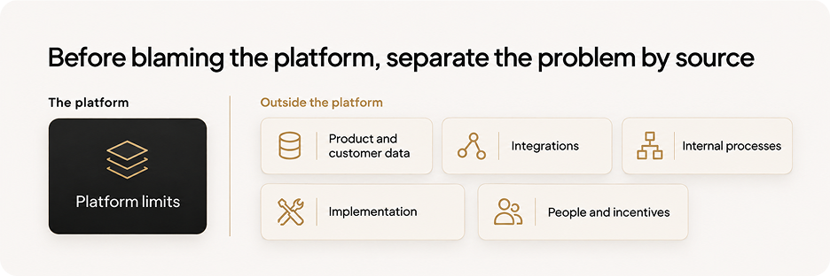 Before blaming the platform separate the problem by source 2 1