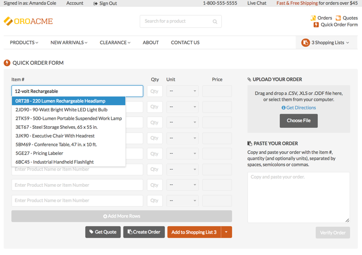 Create An Order Orocommerce