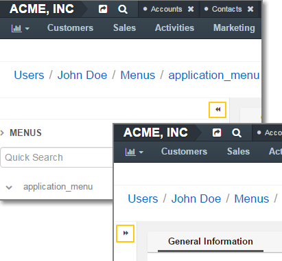 Hide/show the left menu pane