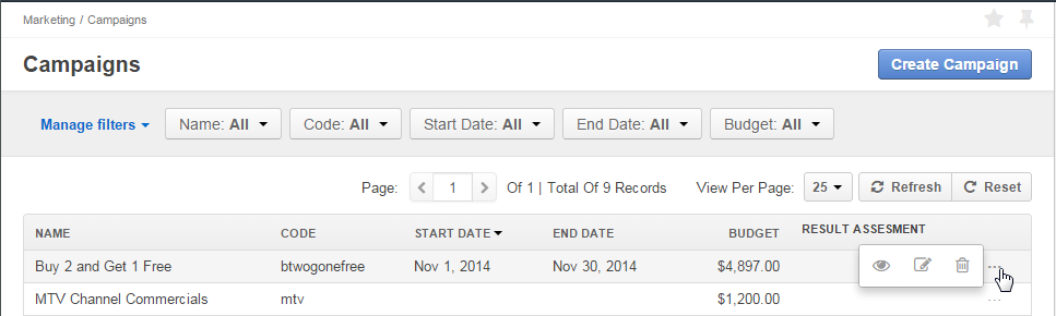 Manage email campaign records