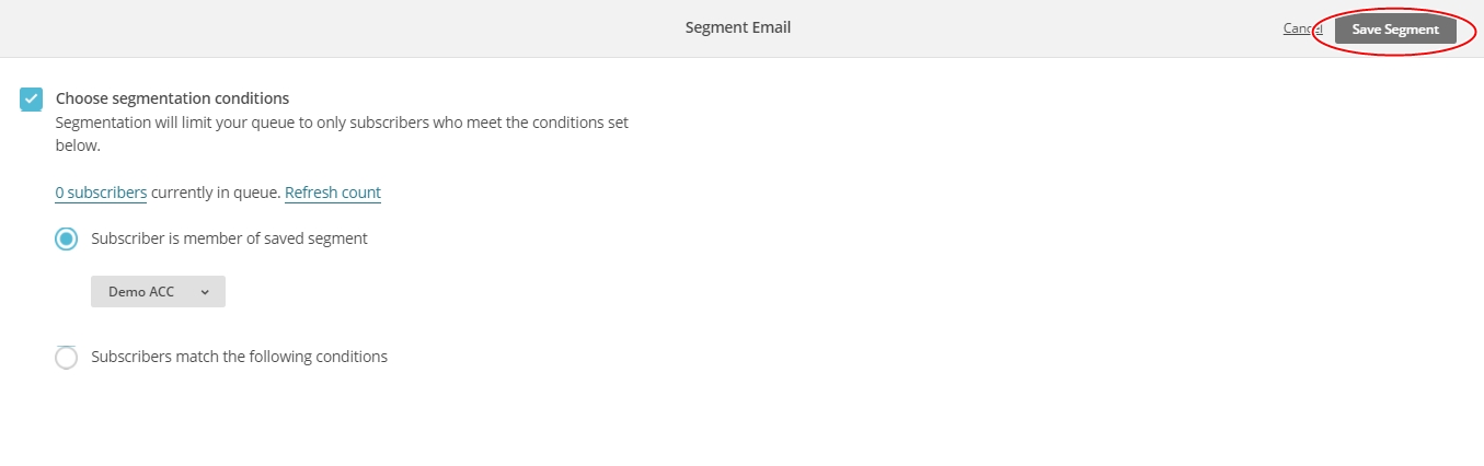Click the Save Segment button