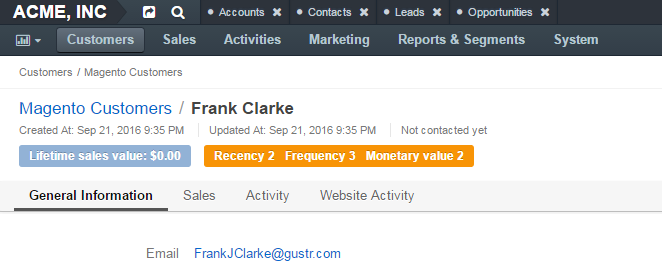 Review RFM metrics for a customer