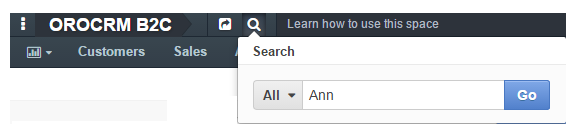 Using the search icon to look for a name