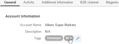 Tags in account
